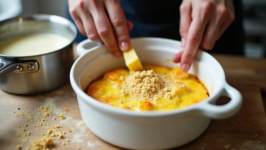 Form mit Knoblauch ausreiben & Guss erwärmen