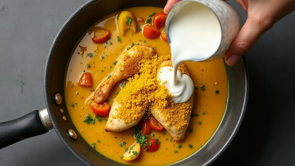 Currypulver & Kokosmilch zugeben