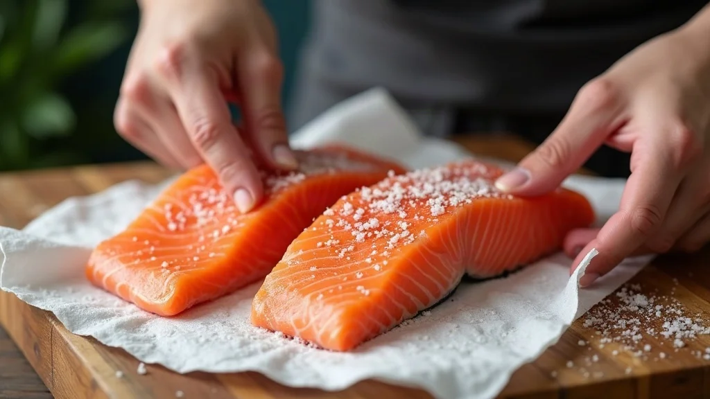 Lachs trocken tupfen & salzen