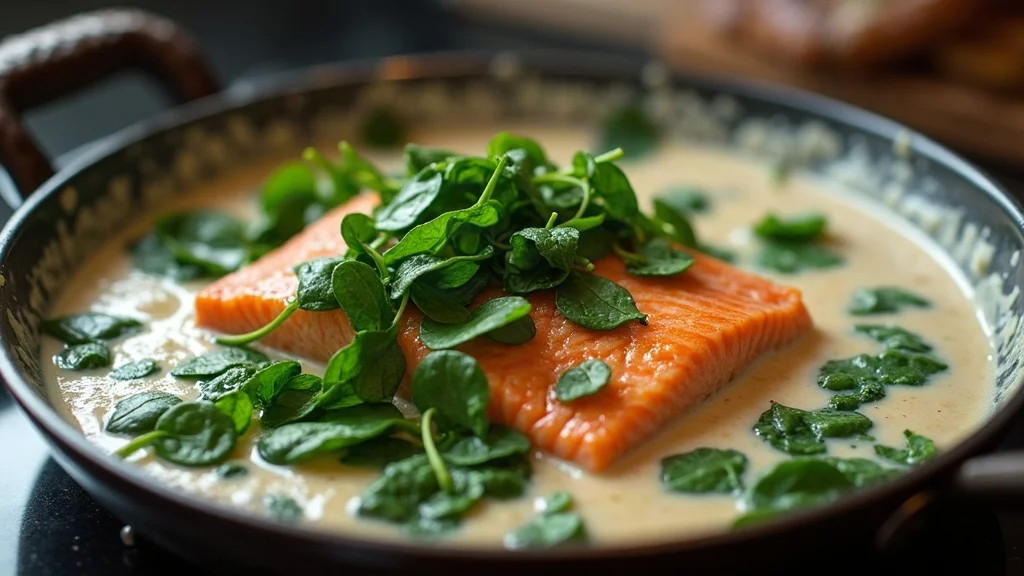 Spinat unterheben & Lachs auflegen